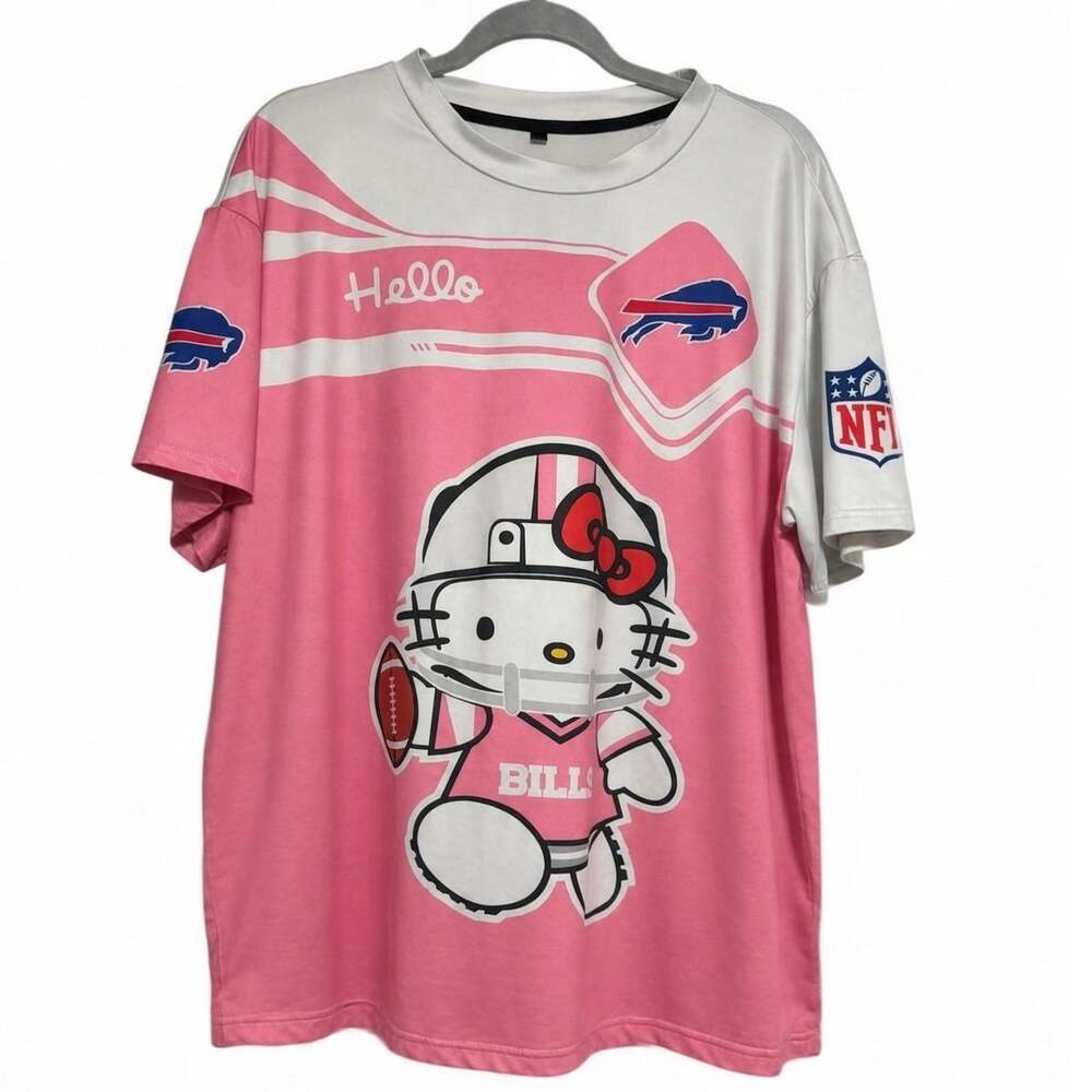 Buffalo Bills Hello Kitty Pink Football Jersey Women's Medium Coquette Size XL